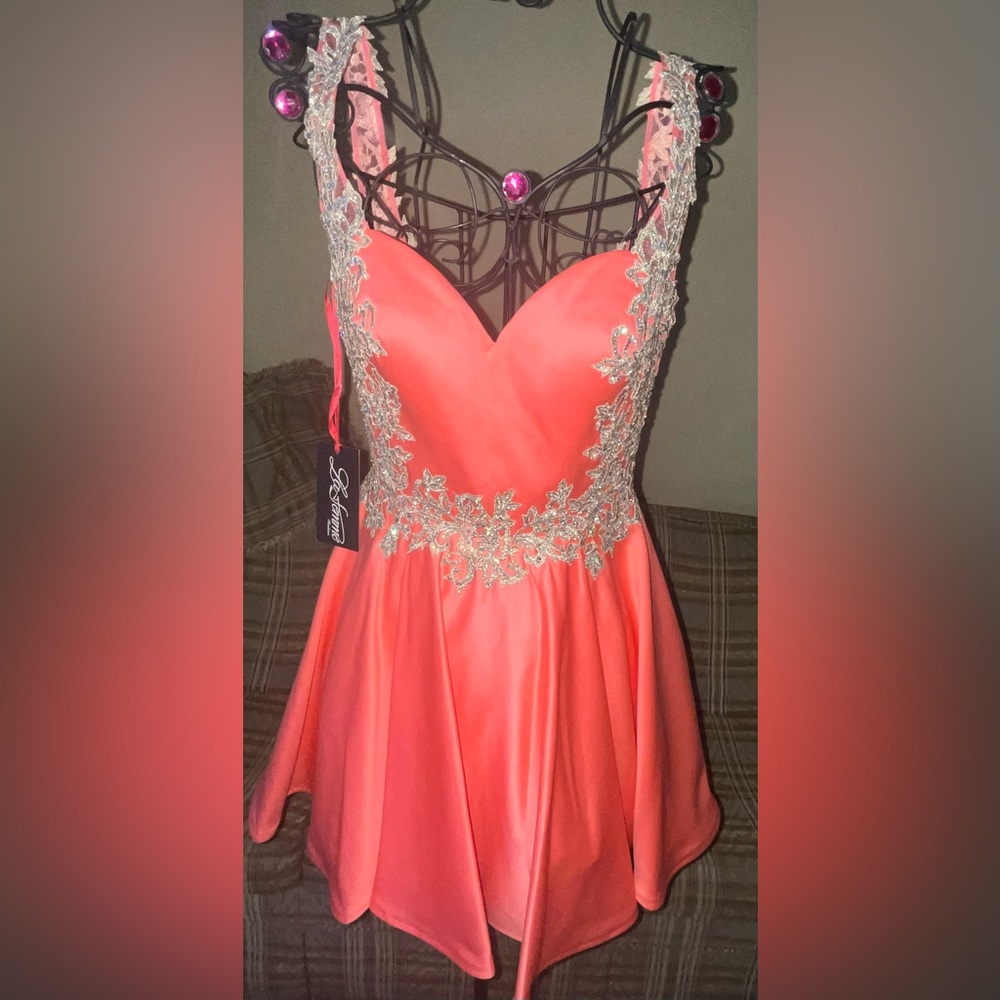 LA FEMME Light Coral mini dress